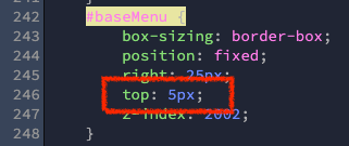 baseMenu CSS修正画面